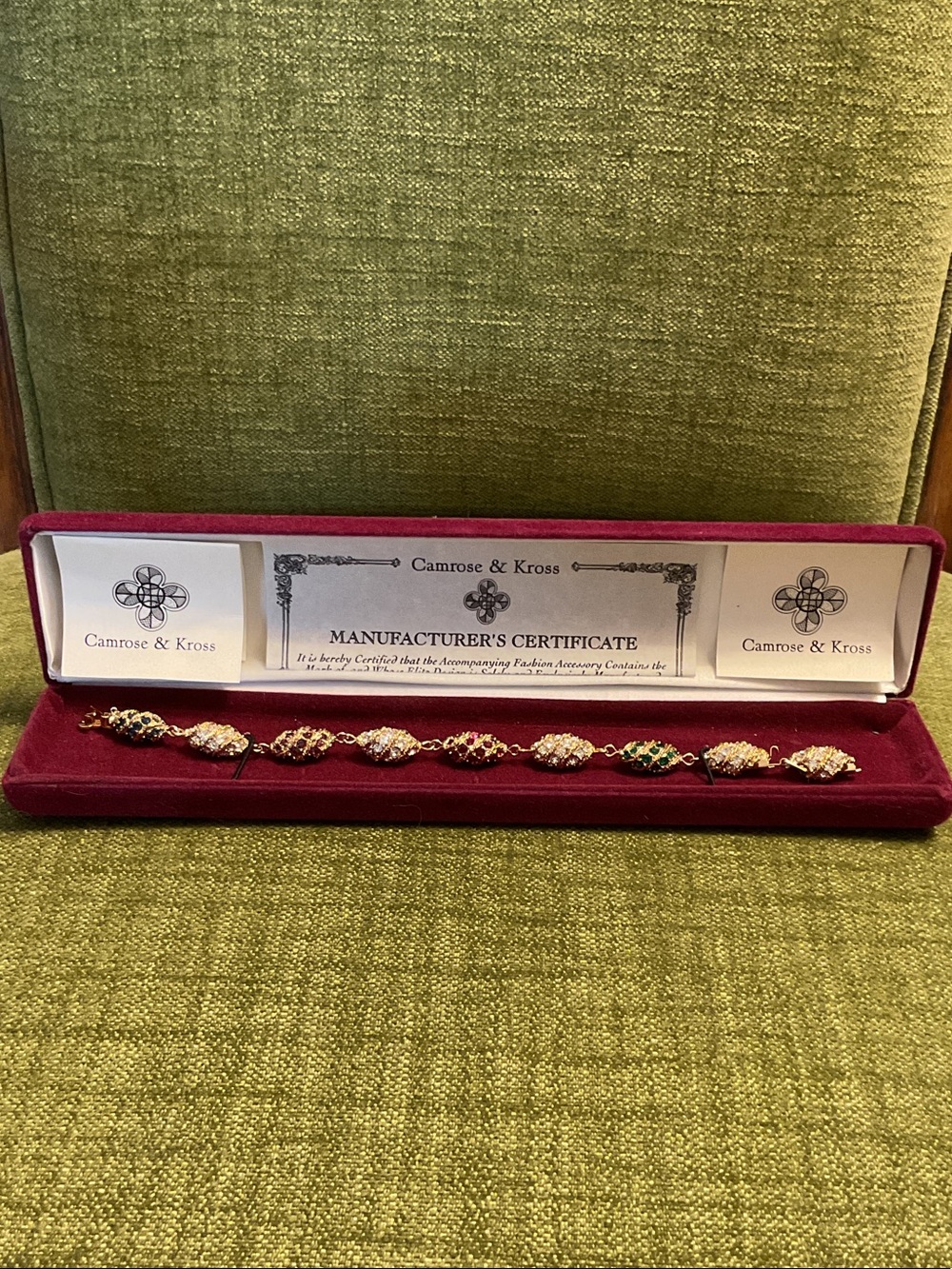 Camrose & Kross Gold-Tone Multicolor Crystal Link Bracelet